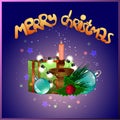 Merry Christmas and Happy New Year banner, sparkling lights garland